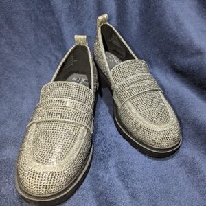 Mix no.6  Rhinestone penny Loafers - Silver new no box size 8